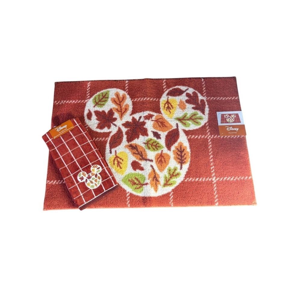 Celebrate Together Disney Fall Mickey Mouse Bath Rug & Hand Towel Fall GIFT NEW